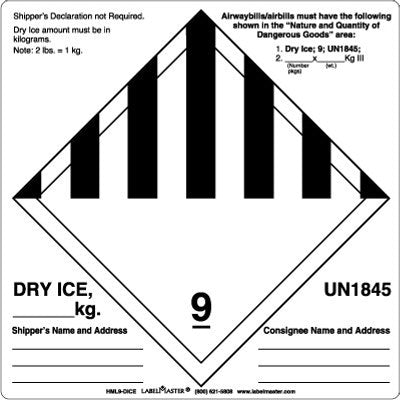Dry Ice Shipping Labels